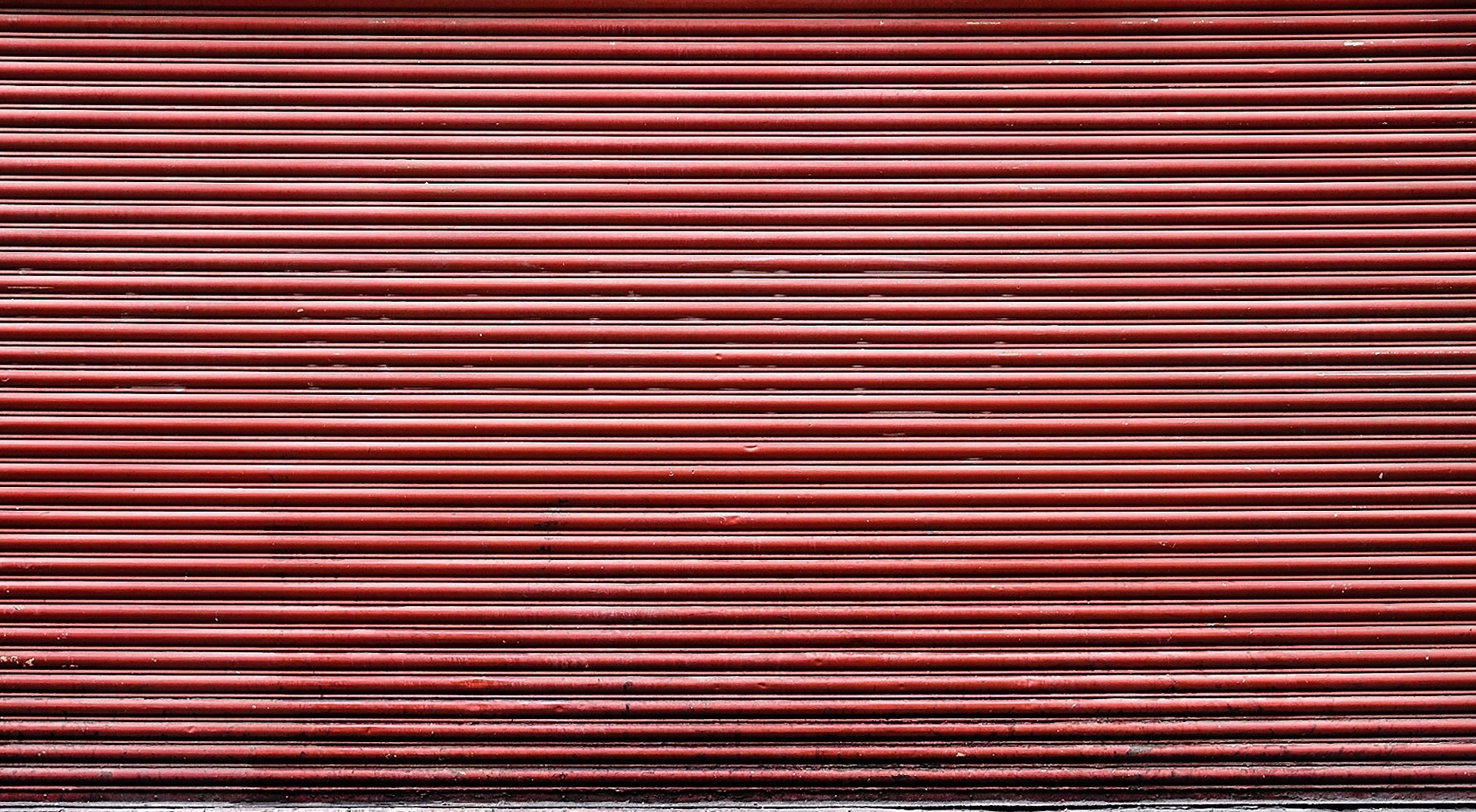 Red stripped roller shutter door
