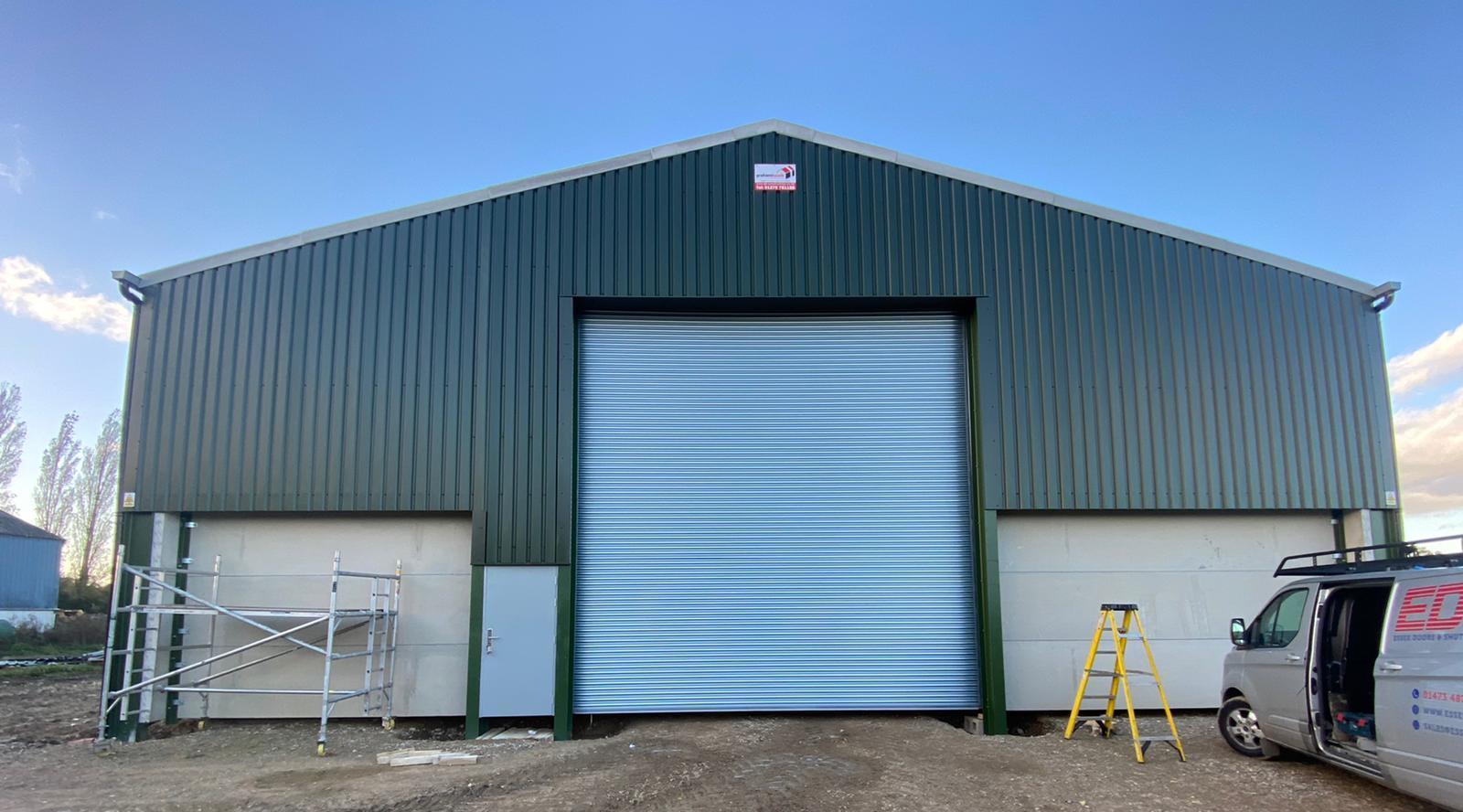 roller shutters and steel personnel door supplied and installed by Essex